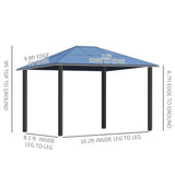 Outsunny 10' x 12' Hardtop Gazebo Canopy with Polycarbonate Roof, Aluminum Frame, Permanent Pavilion Outdoor Gazebo with Netting, for Patio, Garden, Backyard, Deck, Lawn, Off-White Outsunny