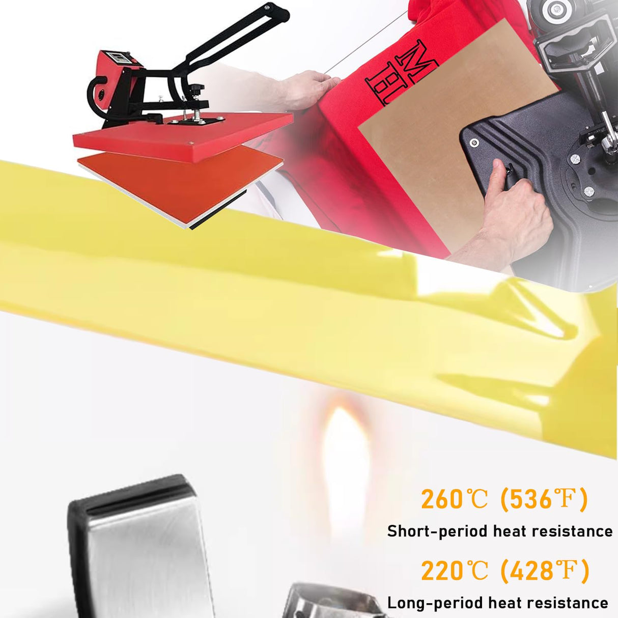 YTFGGY 3 Pack Teflon Sheets for Heat Press 15x15 and 3 Rolls Heat Transfer Tape 10mm Non Stick Transfer Sheet Heat Press Tape Set for Sublimation PTFE Teflon Sheet Heat Resistant YTFGGY