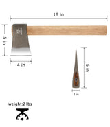 WICING 16" Throwing Axes for Axe Throwing Competitions, 1065 High Manganese Steel and Hickory Wood Handle Throwing Hatchet with Nylon Sheath - 1 Pack WICING