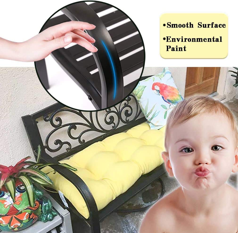 FDW 50in Garden Bench,Powder-Coat Steel Outdoor Benches,500LB Capacity Patio Bench Outdoor Benches for Porch,Garden, Park,Backyard FDW