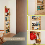 Morimoe Wall-Mounted Wooden Kids Bookshelf with Hooks - Space-Saving Organiser for Toys and Books morimoe