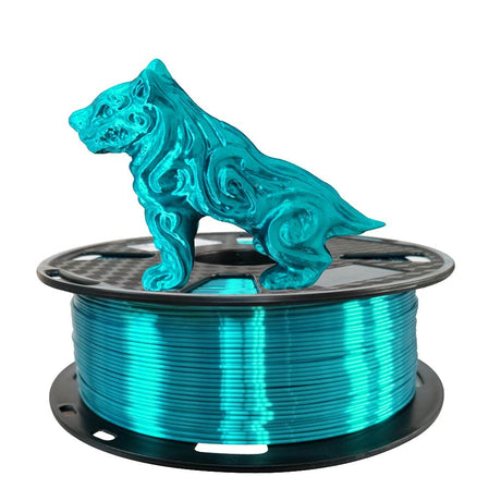 Silk PLA Shiny Cyan Blue PLA Filament 1.75 mm 3D Printer Filament 1KG 2.2LBS Spool Silky Shiny Metallic Cyan Metal Gold Silver Copper Turquoise Blue PLA 3D Printing Material CC3D Silk Enamel Blue PLA CC3D