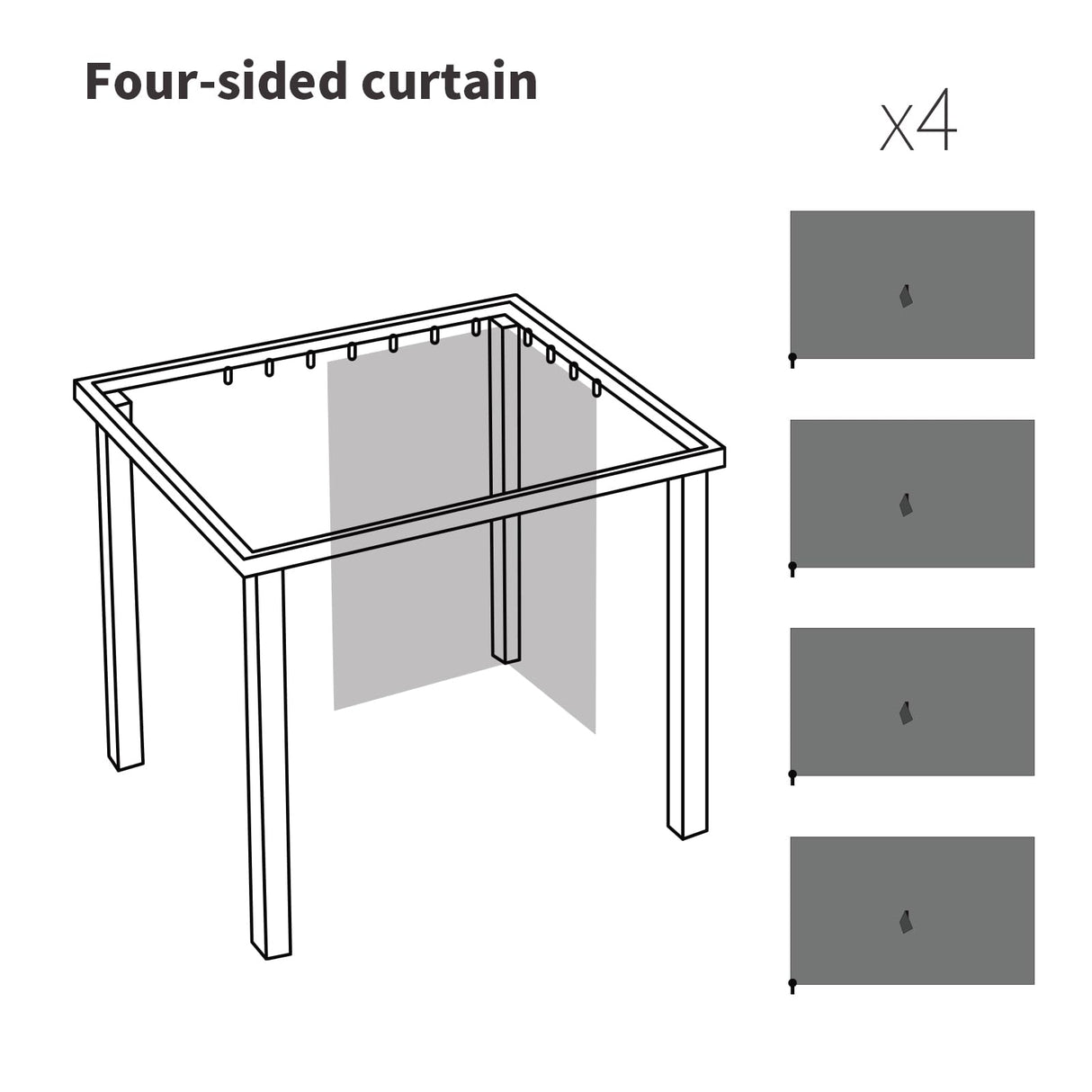 homegroove Gazebo Curtains Outdoor Waterproof 10 * 10ft, Privacy Curtains 4-Panels, Gazebo Replacement Curtain with Zipper for Garden, Patio, Yard (Only Curtains) Gray homegroove
