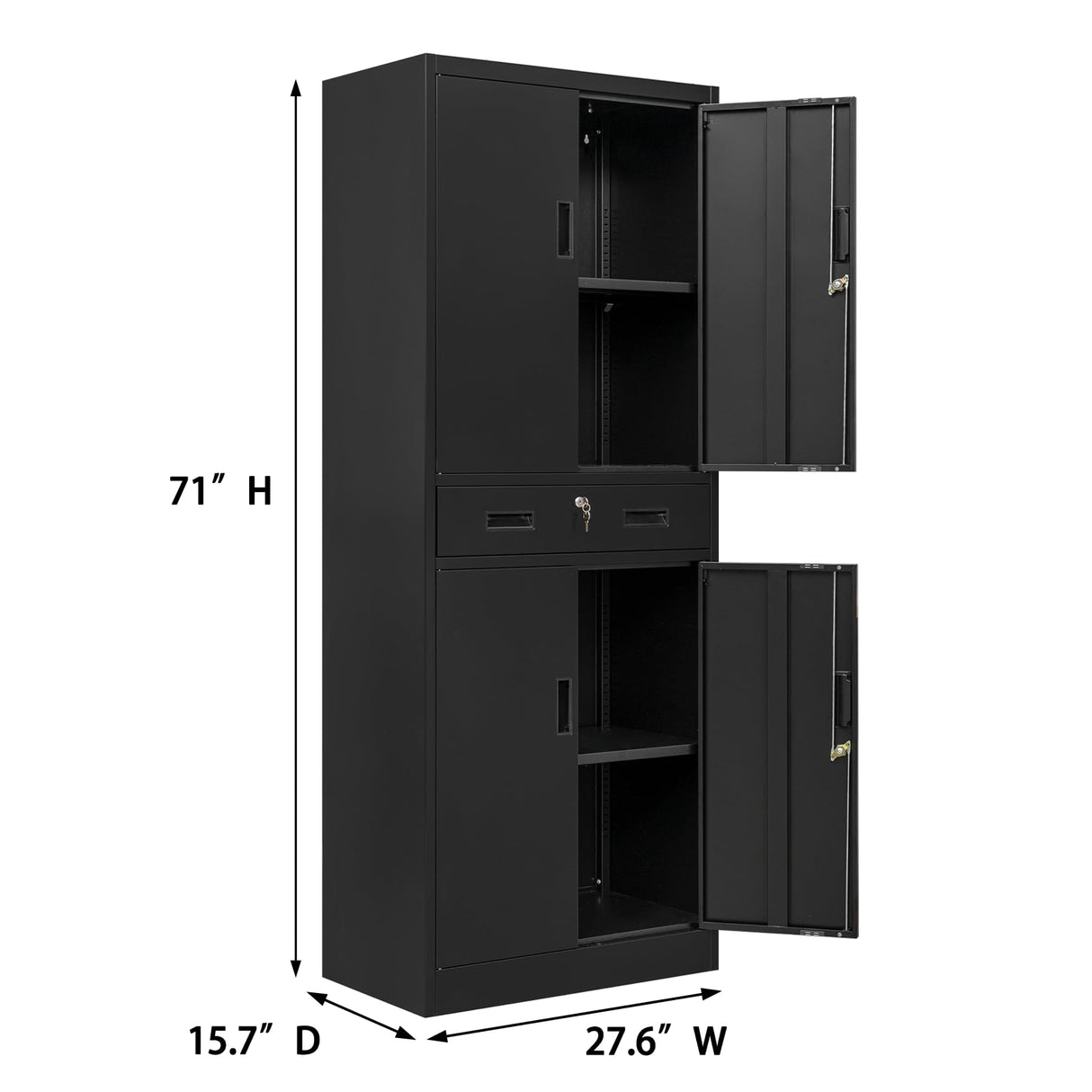BESFUR Metal Cabinet, Garage Storage Cabinet with Drawer and Adjustable Shelves for Garage, Office, School - Black BESFUR
