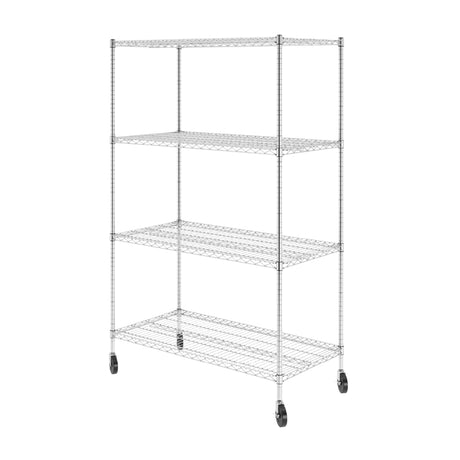 SafeRacks NSF Certified Storage Shelves, Heavy Duty Steel Wire Shelving Unit with Wheels and Adjustable Feet, Used as Pantry Shelf, Garage or Bakers Rack Kitchen Shelving - (24"x48"x72" 4-Tier) SafeRacks