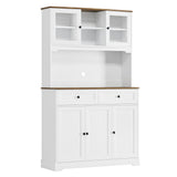 FACBOTALL Kitchen Pantry Storage Cabinet, Freestanding Hutch Cabinet with Buffet Cupboard, Utility Pantry with Microwave Stand,Tall Kitchen Cabinets with Adjustable Shelves for Kitchen FACBOTALL
