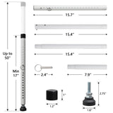 DIIG Sliding Door Security Bar，17.7-50.5inch Adjustable Locking Window Safety Bar with Rubber Tips,Diameter 1inch Window Security Bar for Home Apartment （White） DIIG