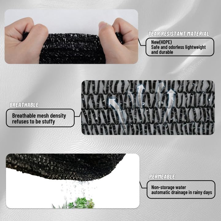 Cool Area 55% Sun Shade Cloth Mesh Tarp with Grommets for Plant Cover 6.5x16.5ft Patio Canopy Garden Pergola Greenhouse Car Barn Kennel Black Cool Area