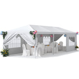 Greesum 10x30 Outdoor Canopy Tent Patio Camping Heavy Duty Gazebo Shelter Party Wedding BBQ Events with Side Removable Walls, Waterproof Shelter, White Greesum