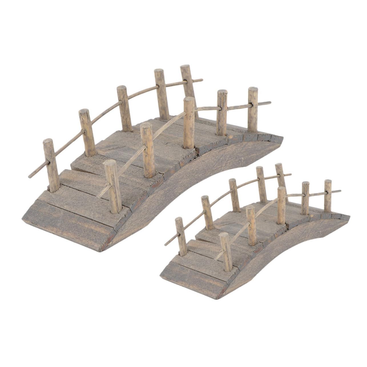 FOYTOKI 2Pcs Wood Decor Miniature Wooden Bridge Model Mini Mini Garden Wooden Bridge Pillar Outdoor Garden Decor Wooden Arch Bridge Ornaments Model Arch Bridge Miniature Household Large - WoodArtSupply