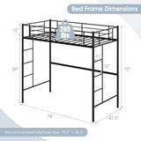 Giantex Twin Size Loft Bed Frame, Metal Loft Bed with Full-Length Safety Guardrail & 2 Bilateral Ladders, Space-Saving Bunk Bed for Teens & Adults, Ideal for Bedroom, Apartment, Dorm, Black Giantex