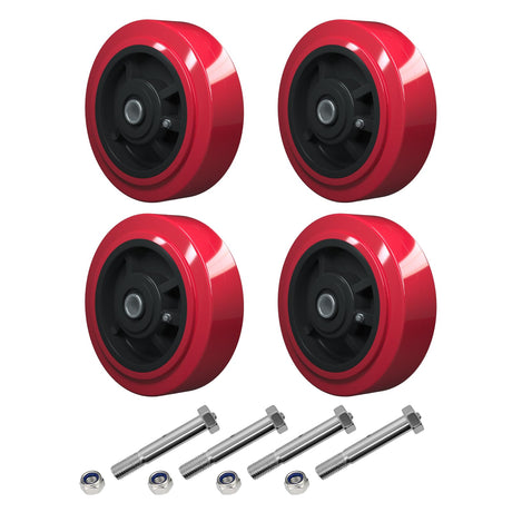 LONGRUNFORU 6" x 2" Caster Wheels, Polyurethane on Polyolefin core Wheel with Roller Bearing- 1/2" Bore - Set of 4 Heavy Duty Caster Wheel with 4000 lbs Capacity (4 Pack) LONGRUNFORU