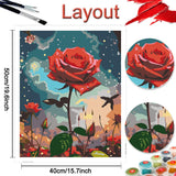 Huacan Paint by Numbers Kit for Adults Beginner Without Frame, DIY Rose Flower Paint by Numbers Kits for Adults Drawing On Canvas Acrylic Painting Kit with 3 Brushes 16x20 Inch Huacan