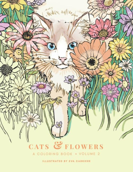 Cats & Flowers: A Coloring Book (Volume 2) WoodArtSupply