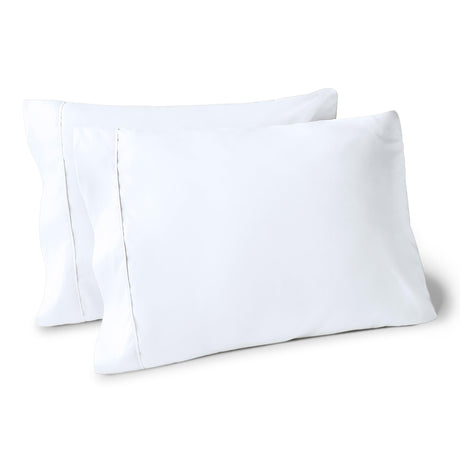 Bare Home Microfiber Pillow Cases - Standard/Queen Size - Cooling Pillowcases - Double Brushed - 2 Pack - Easy Care (Pillowcase Set of 2, White) Bare Home