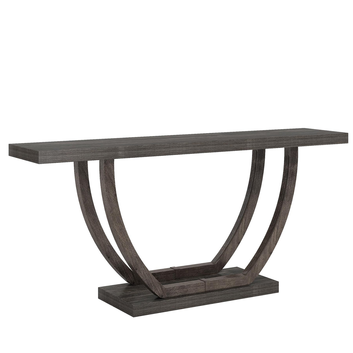 Tribesigns 63-Inch Wood Console Table with Geometric Metal Base, 2-Tier Farmhouse Sofa Table Narrow Long, Thickened Behind Couch Table with Shelves for Living Room Foyer Corridor (Rustic Grey) Tribesigns