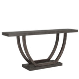 Tribesigns 63-Inch Wood Console Table with Geometric Metal Base, 2-Tier Farmhouse Sofa Table Narrow Long, Thickened Behind Couch Table with Shelves for Living Room Foyer Corridor (Rustic Grey) Tribesigns