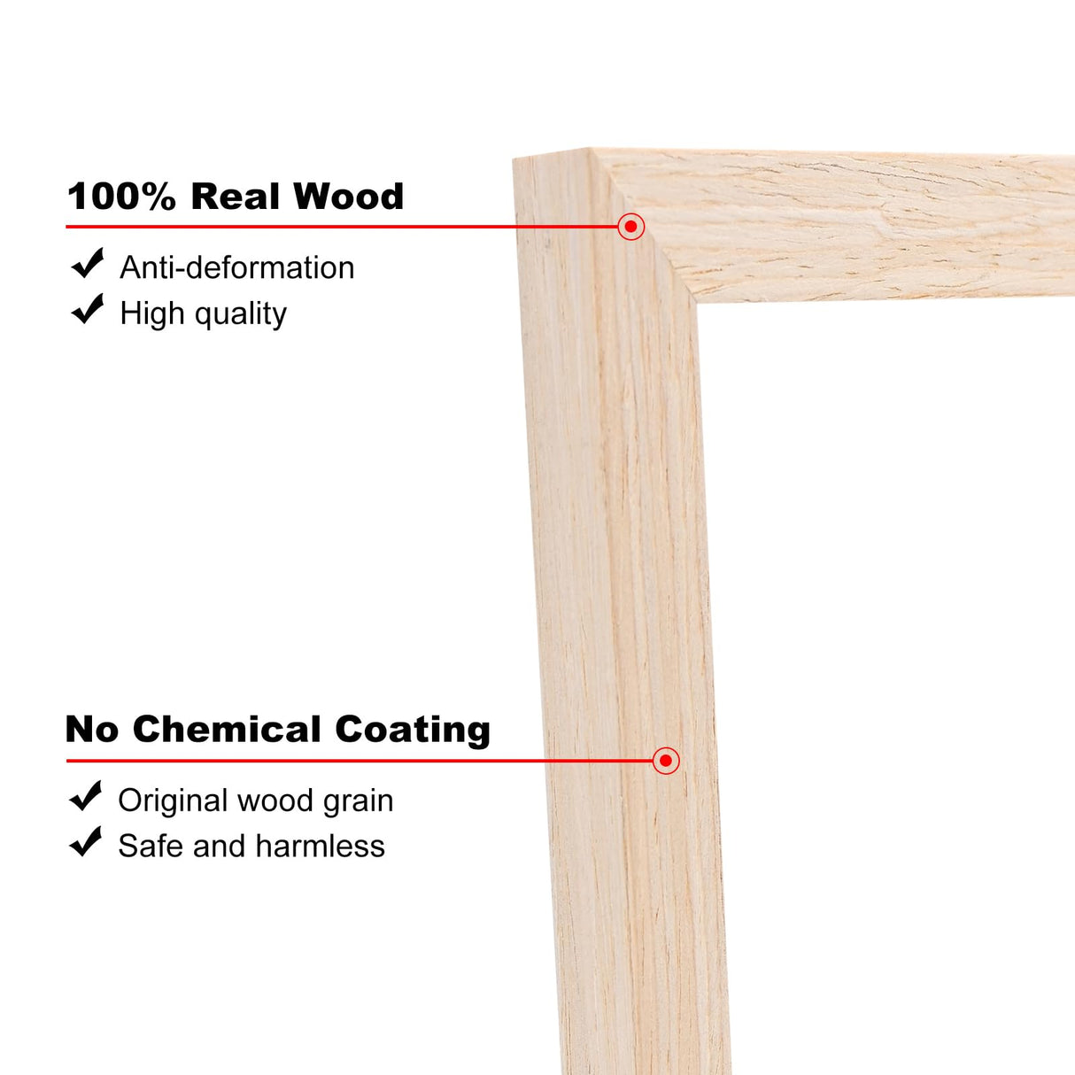 KINLINK 4x4 Picture Frames Natural Wood Frames with Acrylic Plexiglass, Tabletop and Wall Mounting Display Square Frame, Set of 4 KINLINK