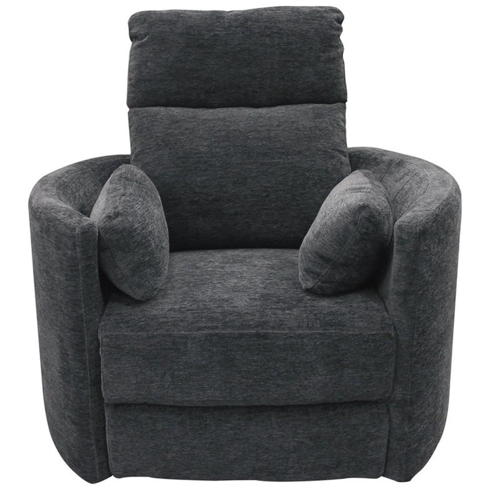 Pemberly Row Polyester Fabric Power Swivel Glider Recliner in Black with USB Charging Ports and 2 Comfort Pillows for Living Room Pemberly Row
