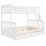 Merax Solid Wood Bunk Bed with Drawers – Convertible Twin Over Full Design in White Merax