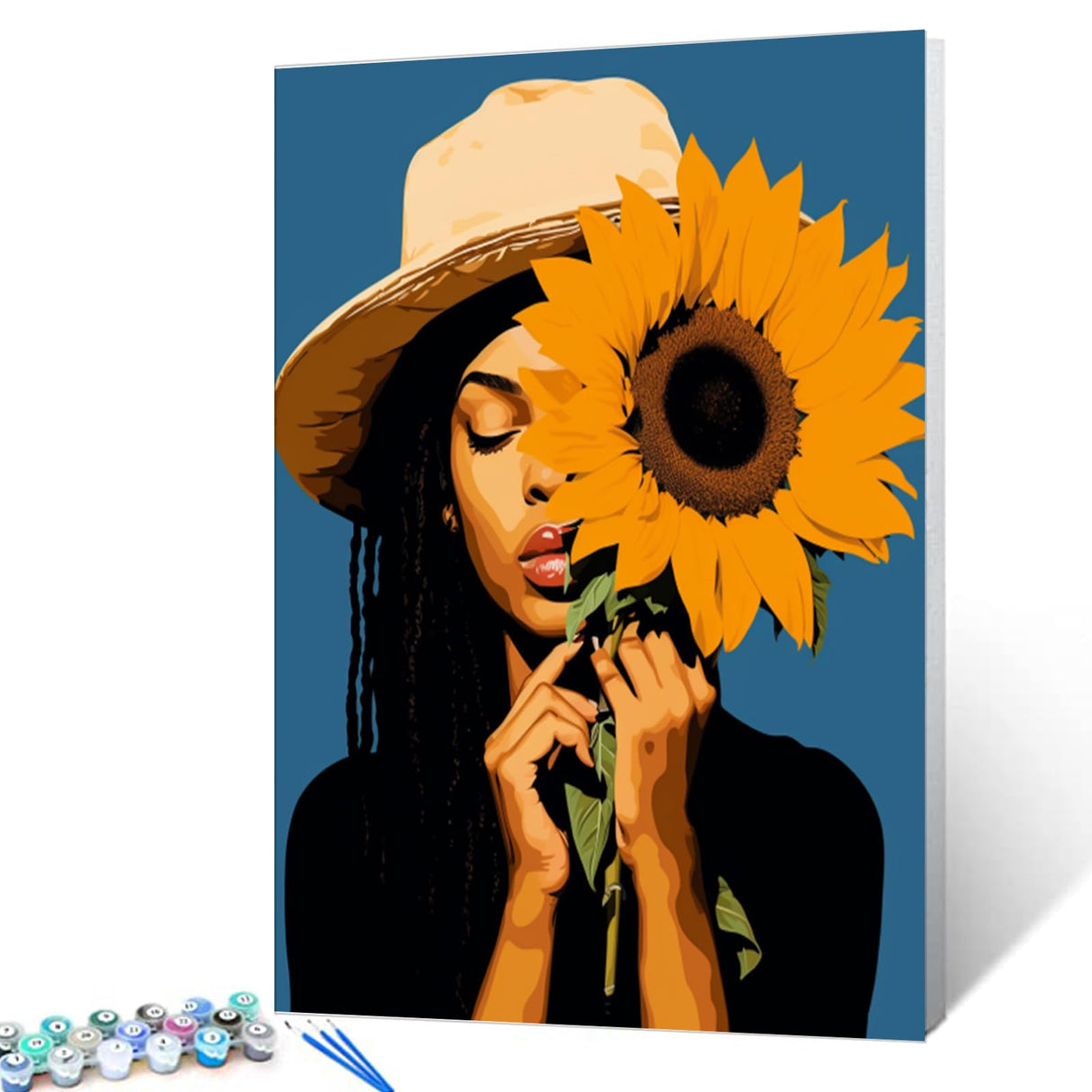 Fashion Black Girl Paint by Number Kits Canvas Acrylic Paint DIY Oil Painting for Kids, Students, Adults Beginner with Brushes and Acrylic African American Woman Girl 16x20 Inch (Without Frame) Tucocoo