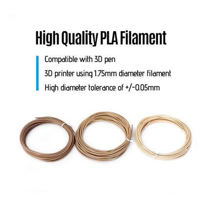 TYJAN3D 1.75mm 3D Pen PLA Filament Refill, 5 Rolls Natural Wood, 5 Rolls Light Wood, 5 Rolls Dark Wood, Each Roll 16 Feet, Total 240 Feet, Pack with 5pcs Finger Caps - WoodArtSupply