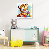 Reivworl Tiger Paint by Numbers Kit for Kids, Tiger Paint by Number with Frame and Easel, Paint by Number Kids Age 5-8-12 for Gifts and Decor (8X8 Inch) Reivworl