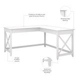 Bush Furniture Key West 60W Modern Farmhouse L Shaped Desk in Pure White Oak | 60-Inch Corner Table Workstation for Home Office Bush Business Furniture