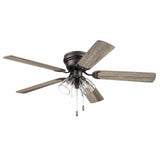 Portage Bay Ceiling Fans 52" Renton Bronze Indoor Fan with Clear 3 Light LED Multi Arm; E26/B11 Bulb and Pull-Chains, Traditional Style, 5 Reversible Barnwood/Dark Chestnut Blades, 51439 Portage Bay