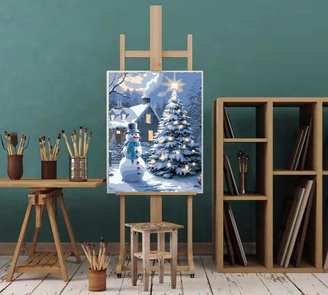 Eiazuiks Christmas Paint by Number for Adults. Snowman and Christmas Tree Paint by Numbers for Adults Beginner Drawing Paintwork with 3 Paintbrushes Paint Canvas Oil Painting 16” x 20” Eiazuiks