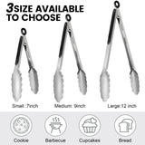 12 Pack Stainless Steel Kitchen Tongs 7/9/12 Inches Food Serving Tong Kitchen Cooking Tongs High Heat Resistant Tongs for Cooking Non Stick Locking Kitchen Tong Food Tongs for Grill Salad Frying BBQ CHENGU