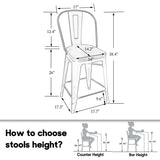 HAOBO Home 26" High Back Metal Counter Stool Height Bar Stools with Wooden Seat [Set of 4], Black HAOBO Home