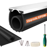 Nayotaa Heavy-Duty U+O Ring Garage Door Seals Bottom Rubber Kit, with Garage Door Pre-Drilled Aluminum Track Retainer Base (10Ft/3m) Nayotaa
