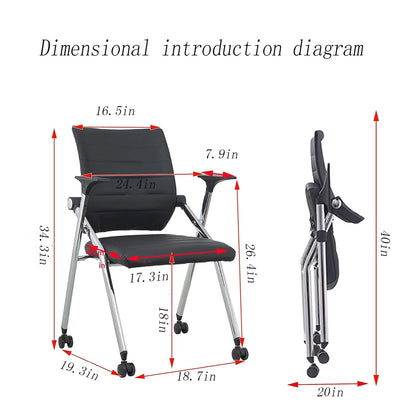 Buokaiw Foldable Office Chair,Folding Office Chair with Wheels, Leather Conference Training Chairs,Portable Padded Office Chairs. Backrest Bouncy,for Home Office Conference Gaming.Black(1 Pcs - WoodArtSupply