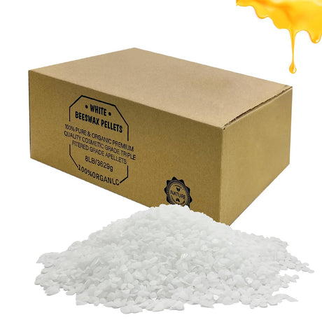 8LB Beeswax Pellets, White Beeswax, 100% Organic Beeswax for Candle Making, Body, Skin Care DIY, Lip Balm and Soap Making Supplies Amastika