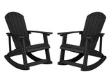 Flash Furniture Savannah Poly Resin Wood Adirondack Rocking Chair - All Weather Black Polystyrene - Stainless Steel Hardware - Set of 2 Flash Furniture