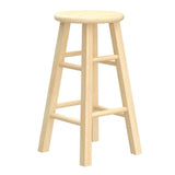 PJ Wood Classic 24 Inch Tall Round Kitchen Counter Stool Seats with Backless Design and 4 Square Legs, Natural Brown (2 Pack) PJ Wood