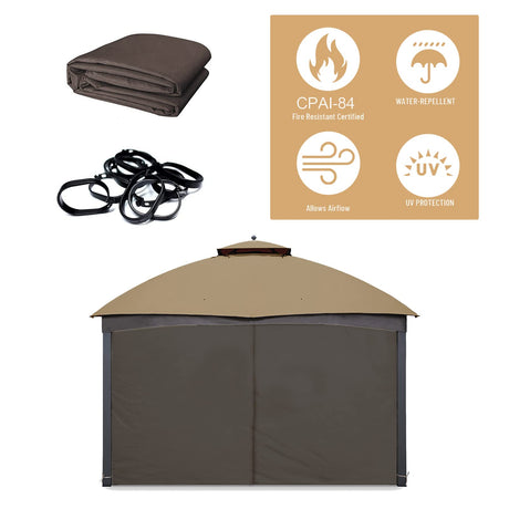 Tanxianzhe Gazebo Replacement Privacy Curtain with Zipper Outdoor Universal Privacy Panel Sidewall for 10' x 10' Gazebo (Brown) Tanxianzhe