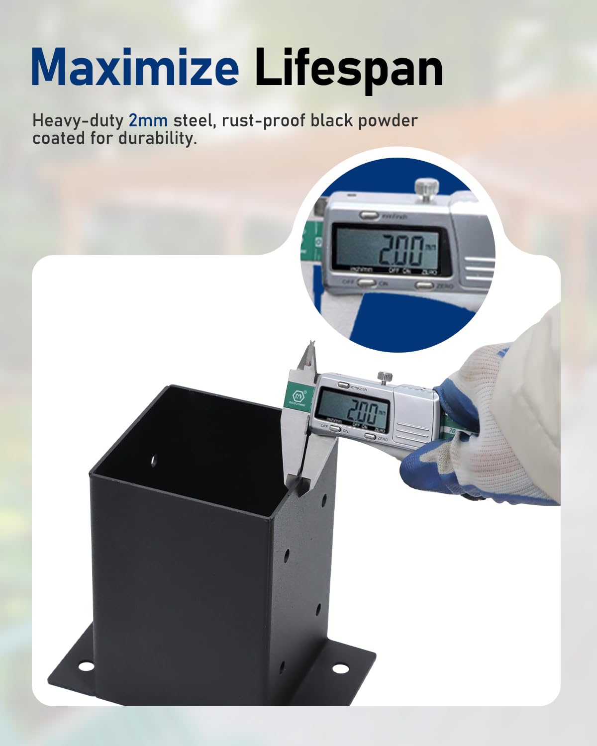 vikofan Heavy Duty 4x4 Post Base Kit - Black Powder-Coated Metal Post Brackets for 3.5"x3.5" Posts, Fit for Wood & Concrete Installations - Perfect for Deck, Fence, Mailbox, Pergola Supports (6-Pack) vikofan