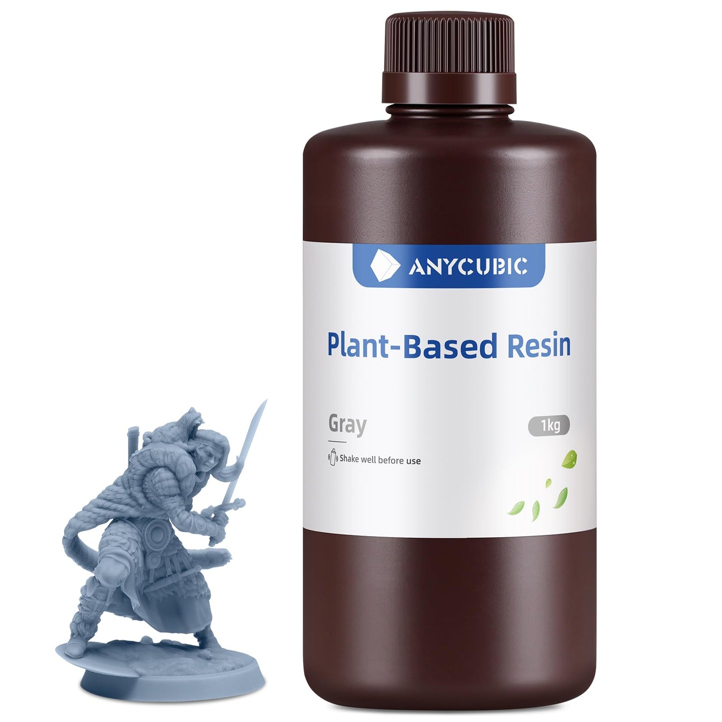 ANYCUBIC 3D Printer Resin with Low Odor and Safety, 405nm UV Plant-Based Rapid Resin with High Precision and Quick Curing for LCD 3D Printing (Grey, 1000g)