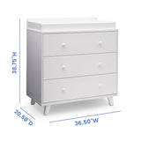 Delta Children Ava 3 Drawer Dresser with Changing Top and Interlocking Drawers - Greenguard Gold Certified, White Delta Children