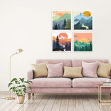 4 Pack Paint by Number for Adults, Easy Sunset Landscape DIY Arts and Crafts for Adults Beginner with Paints Brushes, Tree River Mountain Acrylic Paint Set for Home Decor 8×8 Inch eniref