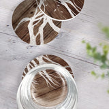 UMIRRO Ceramic Coasters for Wooden Table, Absorbent Drink Coasters with Holder for Tabletop Protection, Rustic Country Farmhouse Coasters w/Brown Wood Texture for Cups & Glasses, Coffee Bar Accessory Umirro