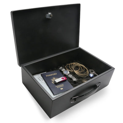 Honeywell Safes & Door Locks - Small Safe Box for Home - Fire Resistant Documents Lock Box with Keys - Steel Security with Key Lock for Personal Items, Jewelry, Money - 0.17 Cubic Feet - Black - 6104