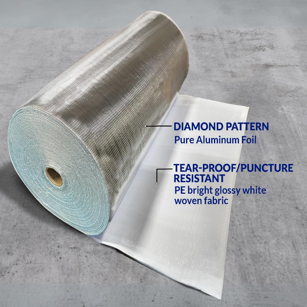 BlueTex Insulationㅤ Insulation White Reflective Foam Core Tearproof 2 Car Garage Door Insulation Kit 18FT (Wide) x 7FT (HIGH) to Cool Your Garage. Complete DIY Installation Kit BlueTex Insulation