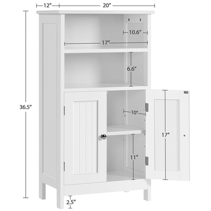 Yaheetech Bathroom Floor Cabinet, Free Standing Cabinet with Double Door and Adjustable Shelf, Side Tall Storage Organizer for Living Room/Kitchen/Hallway/Home Office, White