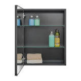 Fundin Medicine Cabinet 20 x 26 inches Mirror Size, Recessed or Surface Mount, Black Aluminum Bathroom Wall Cabinet with Mirror and Adjustable Shelves. Fundin