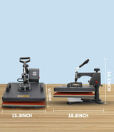 Heat Press Machine 12x15 Inch, 8-in-1 Sublimation Multi-Function Transfer Printer for T-Shirts, Hats, Mugs, Plates, 360 Degree Swing-Away Design, Digital Control Generic