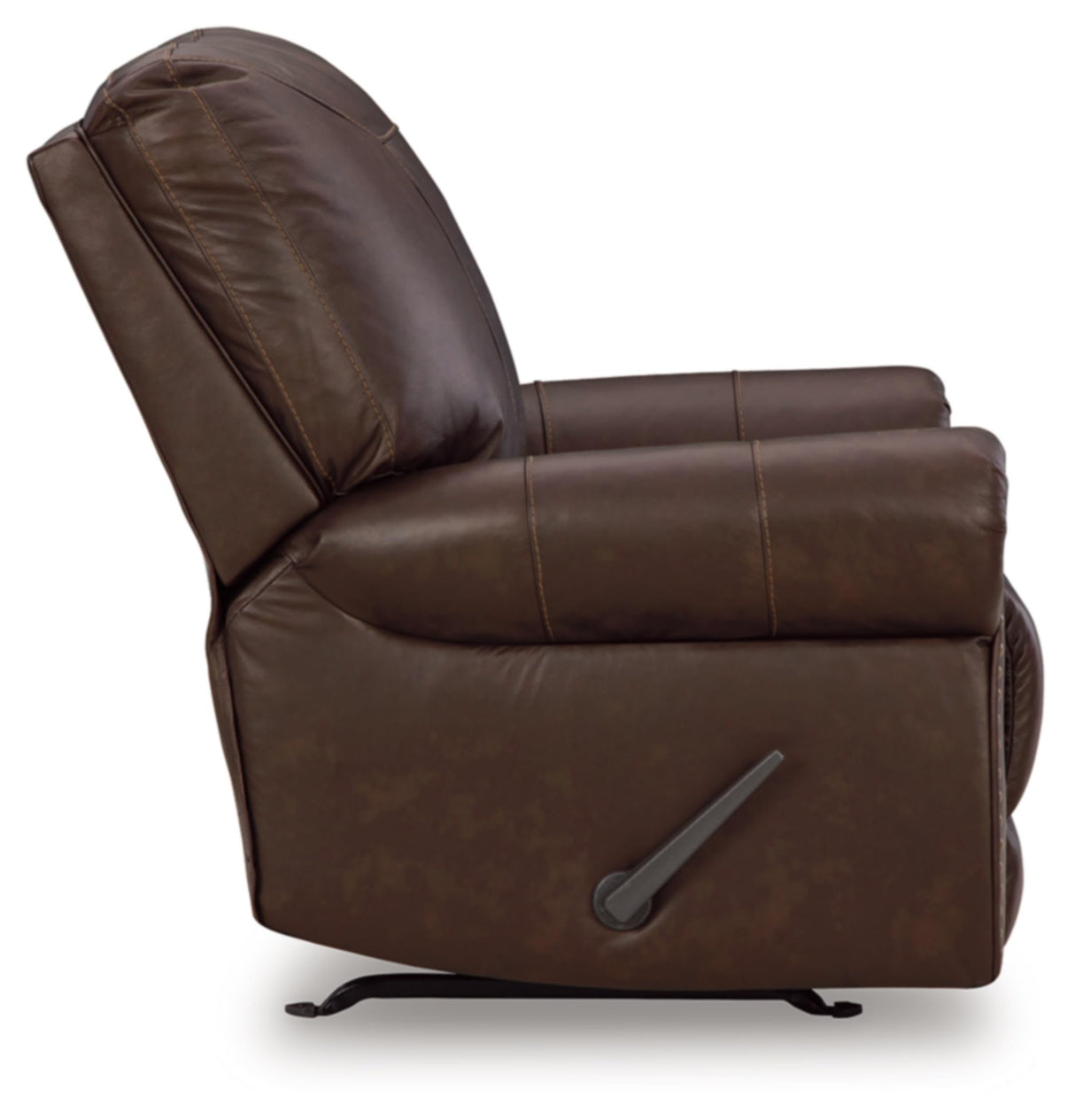 Signature Design by Ashley Colleton Classic Leather Match Upholstered Manual Recliner with Nailheads, Dark Brown Signature Design by Ashley
