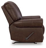 Signature Design by Ashley Colleton Classic Leather Match Upholstered Manual Recliner with Nailheads, Dark Brown Signature Design by Ashley